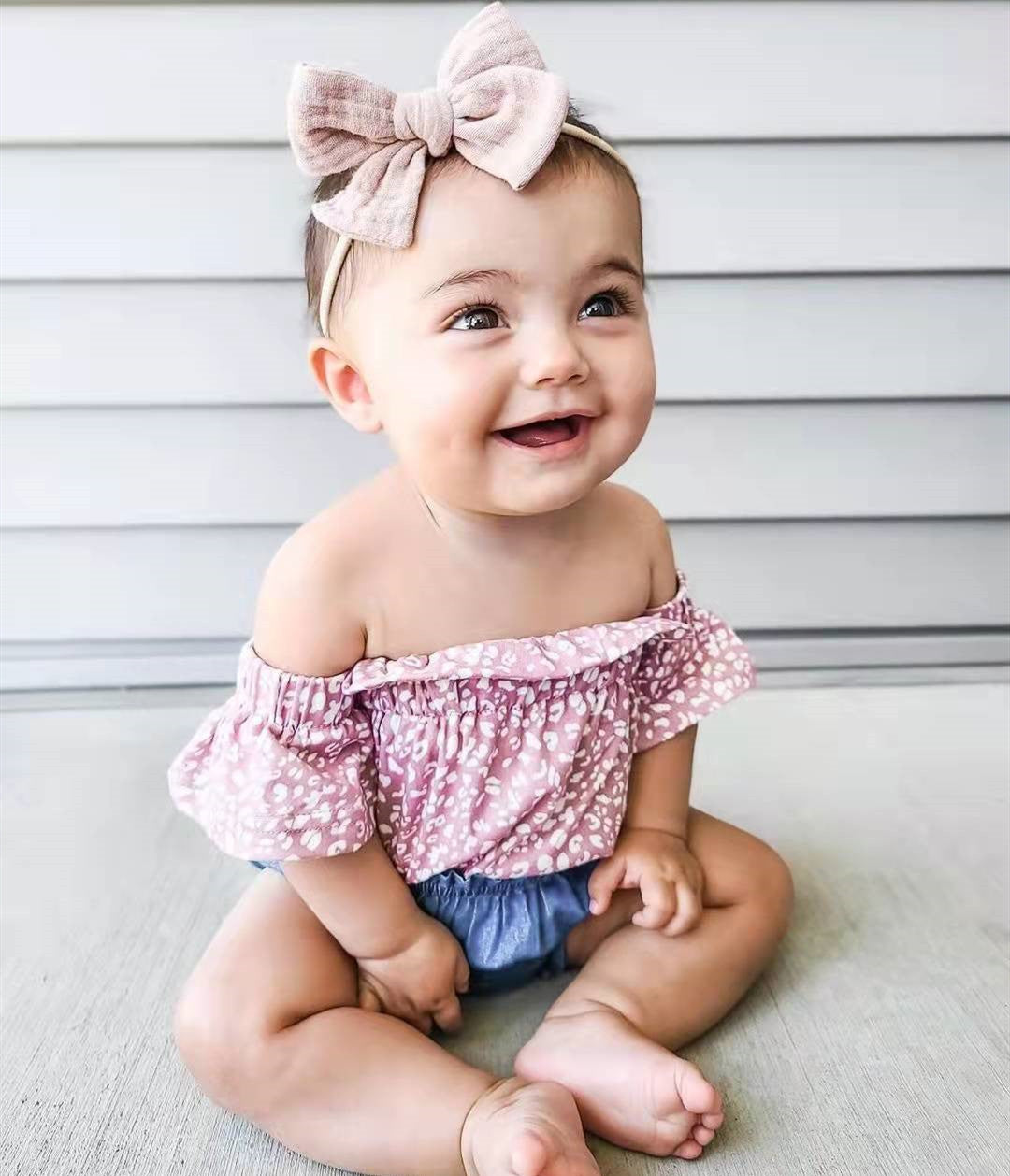 Set of 4 Baby Headbands in Natural Cotton Gauze