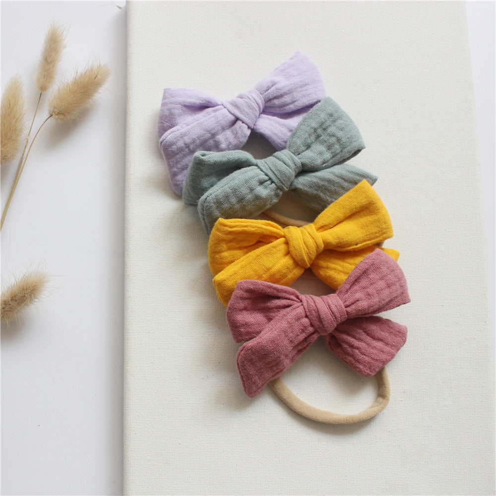 Set of 4 Baby Headbands in Natural Cotton Gauze