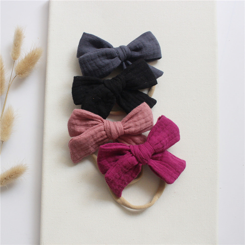 Set of 4 Baby Headbands in Natural Cotton Gauze