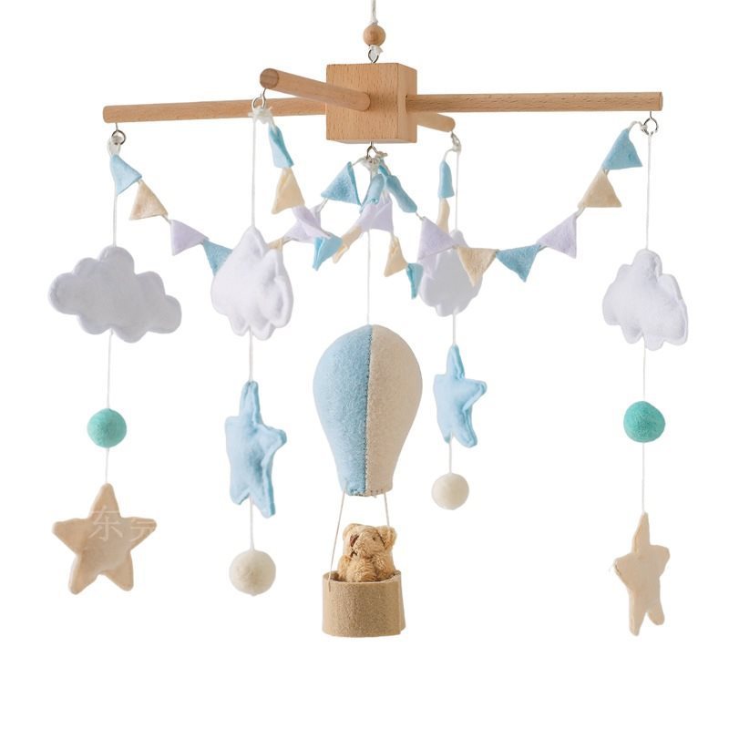 Baby mobile made of braided cotton and wood