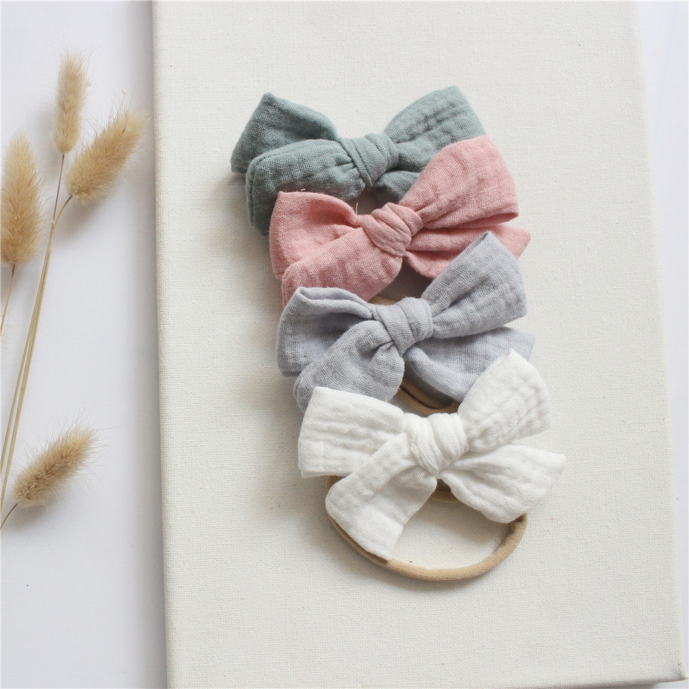 Set of 4 Baby Headbands in Natural Cotton Gauze