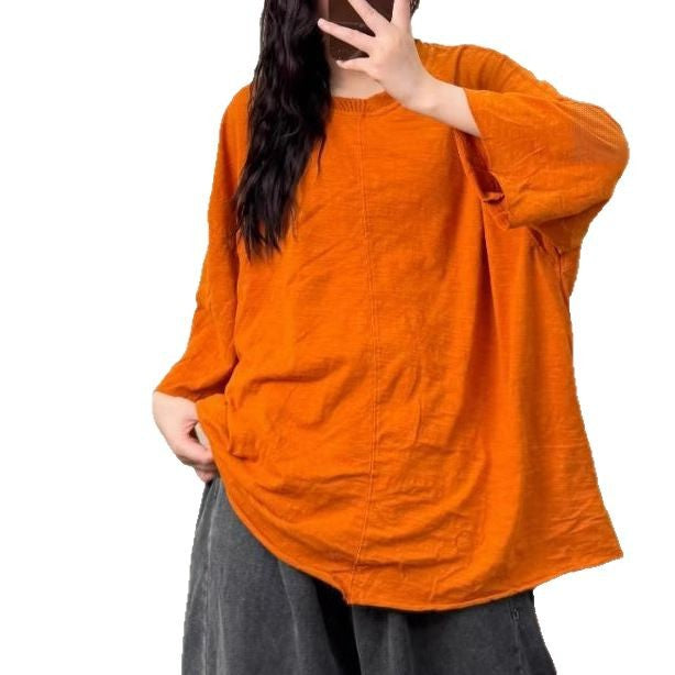 Trendy Ribbed Neck Top in Bamboo Cotton - Loose and Slim Fit for Spring