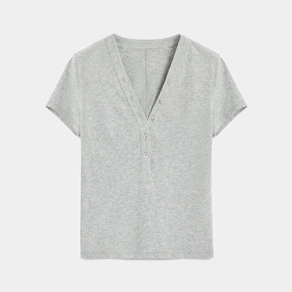 Fitted T-shirt in wool and Tencel – Henry &amp; V-necks | Natural elegance and lasting comfort