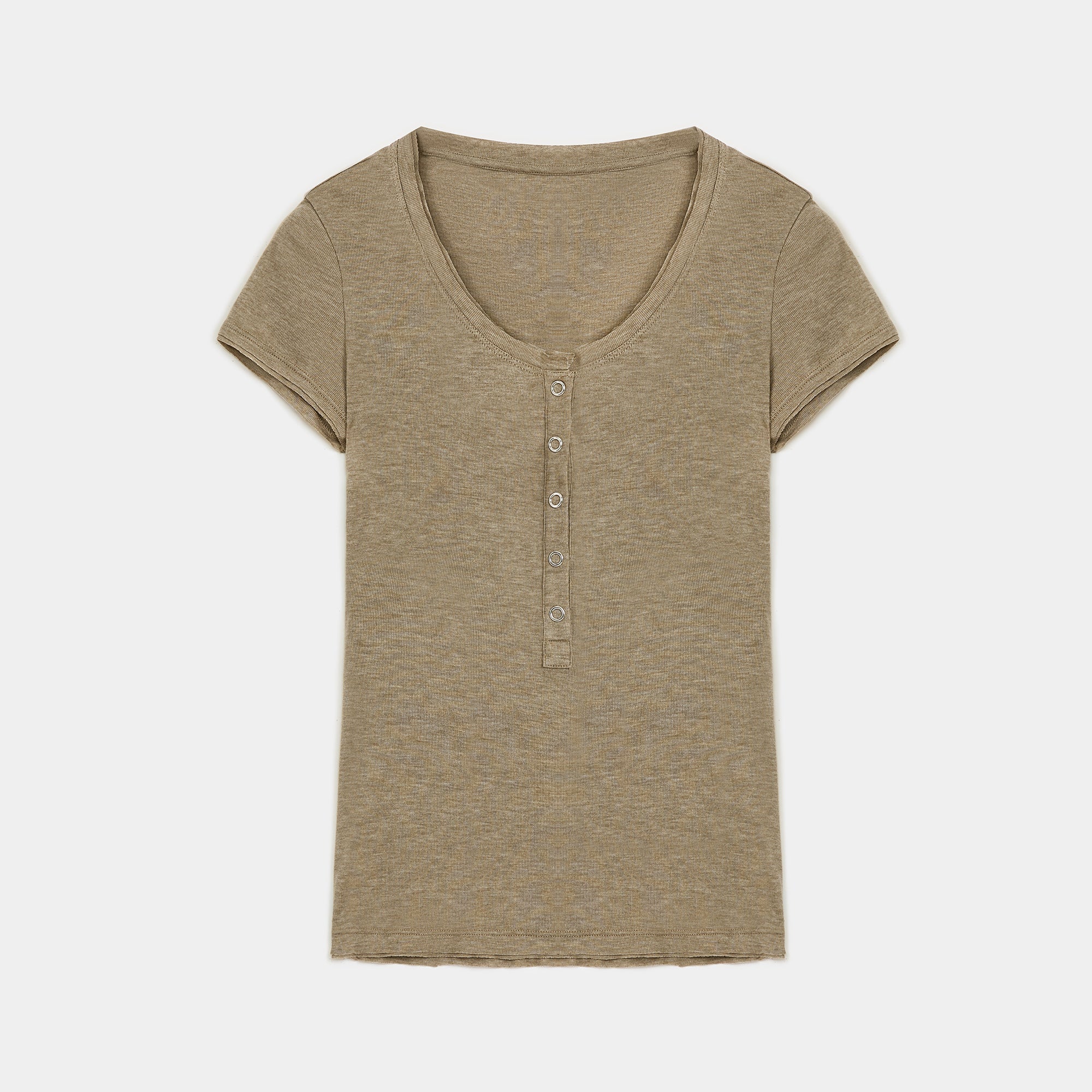 Fitted T-shirt in wool and Tencel – Henry &amp; V-necks | Natural elegance and lasting comfort