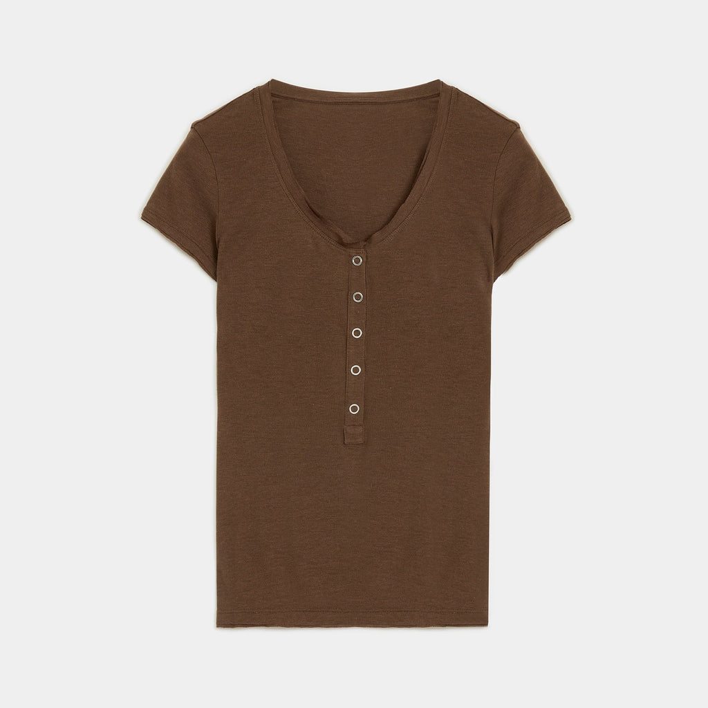 Fitted T-shirt in wool and Tencel – Henry &amp; V-necks | Natural elegance and lasting comfort