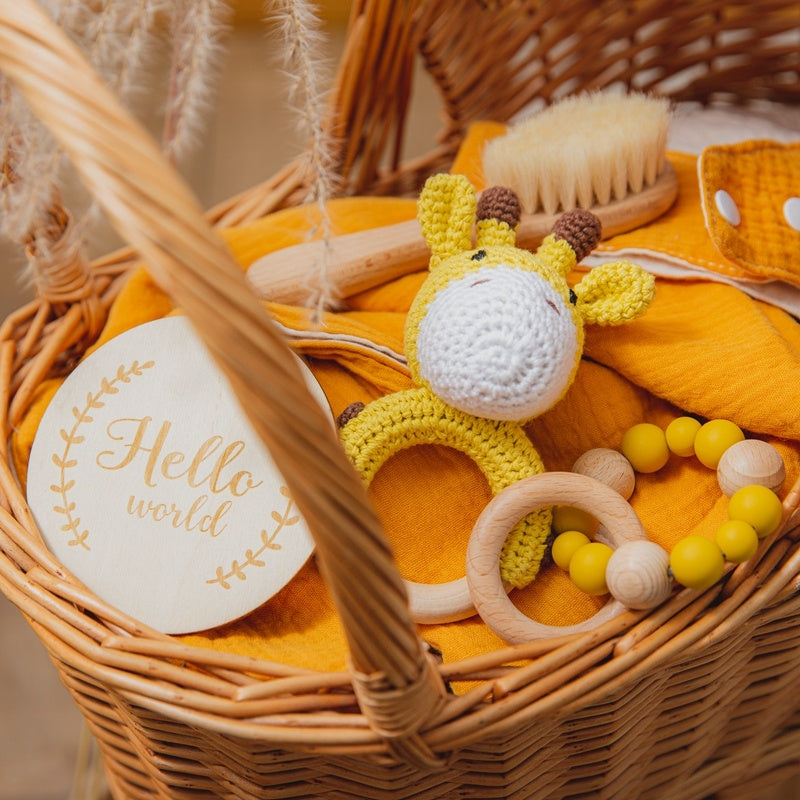 Natural cotton and eco-friendly wood sensory gift set