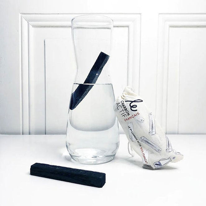 2-pack of French vegetable charcoal filter sticks for water bottles and carafes