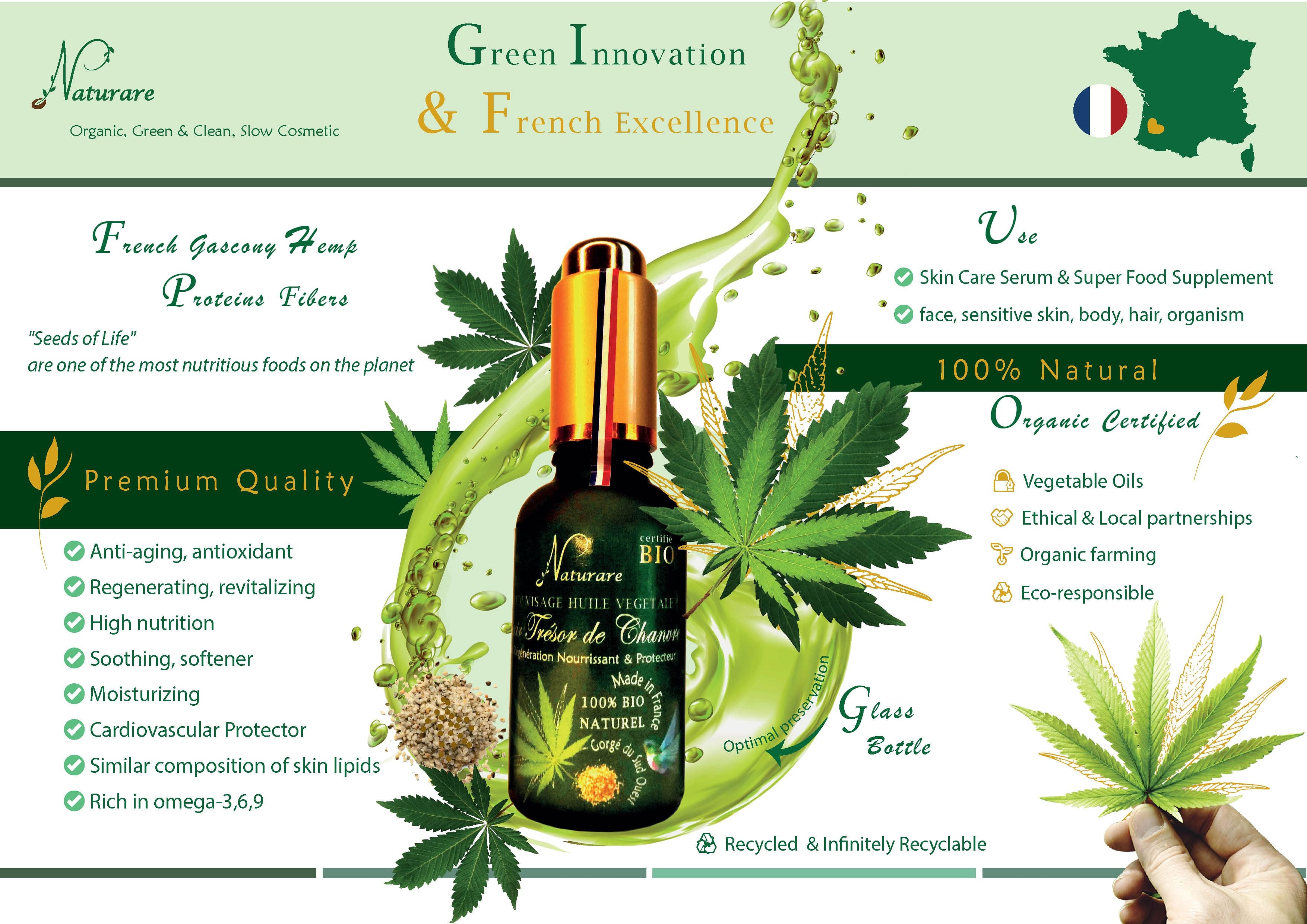 "TRIO Organic Hemp Treasure Elixir - Nourishing and repairing treatment, premium quality"