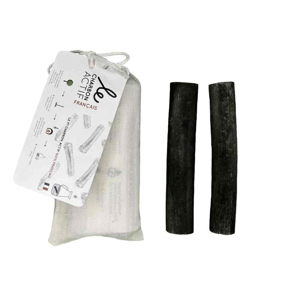 2-pack of French vegetable charcoal filter sticks for water bottles and carafes