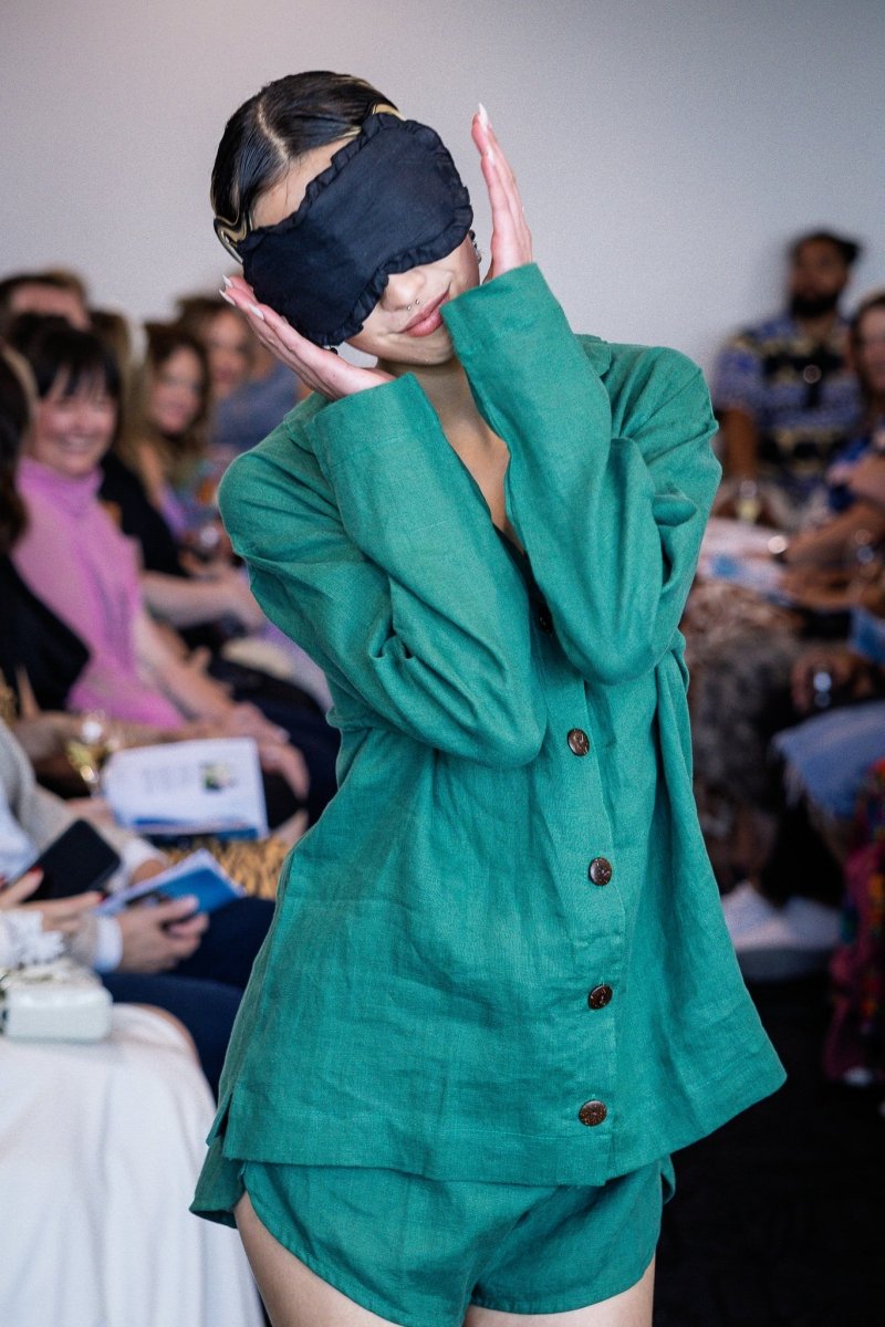 Sleep Mask in Linen with Feature Frill & Travel Bag-0